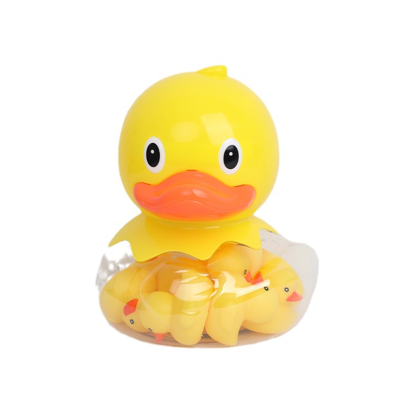 9pcs enlatado pvc baño pequeño pato amarillo juguete para niños pellizca llamada voz burbuja pequeño pato amarillo al por mayor Item Picture