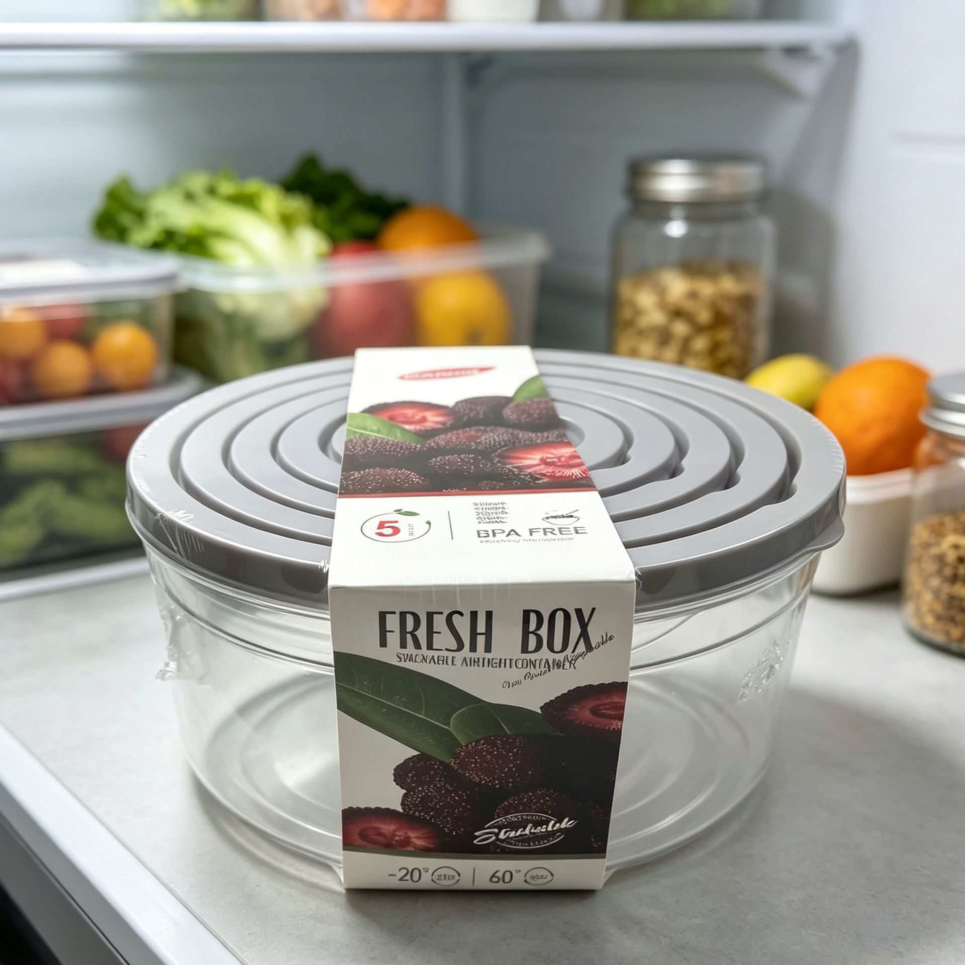 五件套保鲜盒家用透明密封盒food storage冰箱果蔬食品收纳保鲜盒