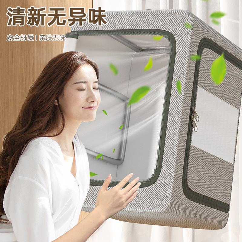 Clothing storage box, household large-capacity quilt and garment storage box, wardrobe organization box, fabric folding storage basket Application Scenario
