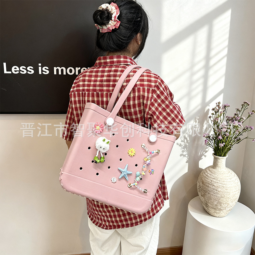 eva beach bag, European and American lightweight hole bag, fashionable diy outdoor sports single-shoulder bag, large capacity women's handbag