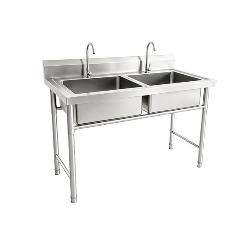 Stainless steel sink, double-trough sink, kitchen washbasin, dishwashing sink, disinfection sink, cafeteria vegetable washing and cleaning double-eye sink