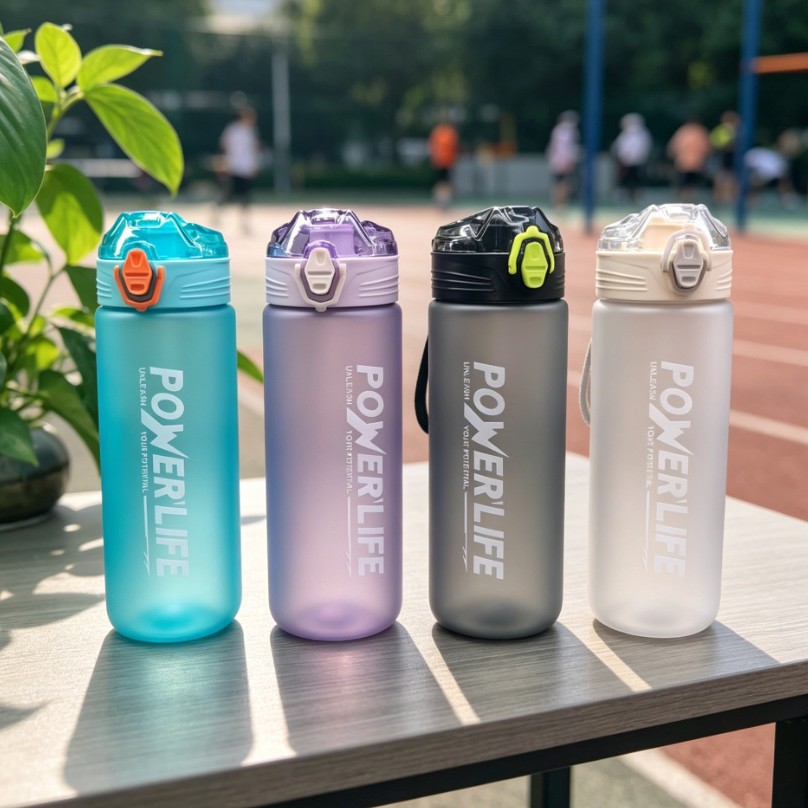 New portable plastic water cup with scale, large-capacity sports water bottle, and fitness space cup for male and female students Application Scenario