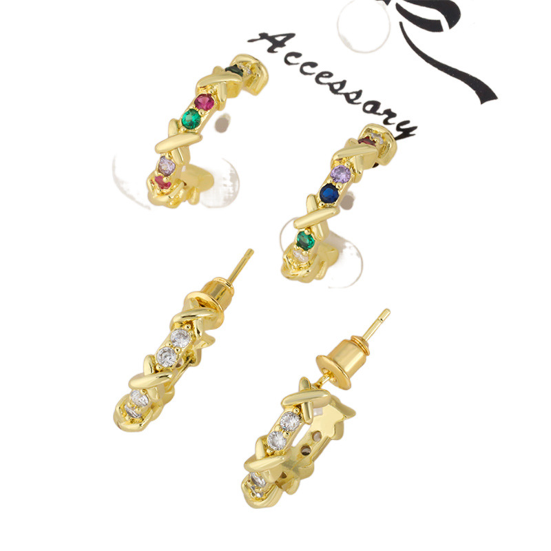 High-end, cold and light luxury style zircon earrings, trendy full-diamond niche stud earrings, design sense and temperament, cross-border bestseller earrings Item Picture