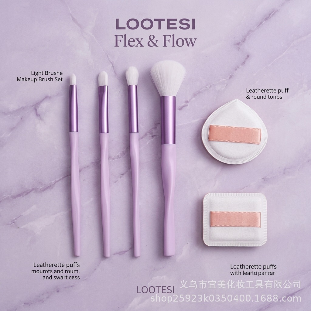 LOOTESI's new makeup brush set, including eyeshadow powder, loose powder, blush and powder puff, is a complete set of portable beauty tools for beginners Application Scenario