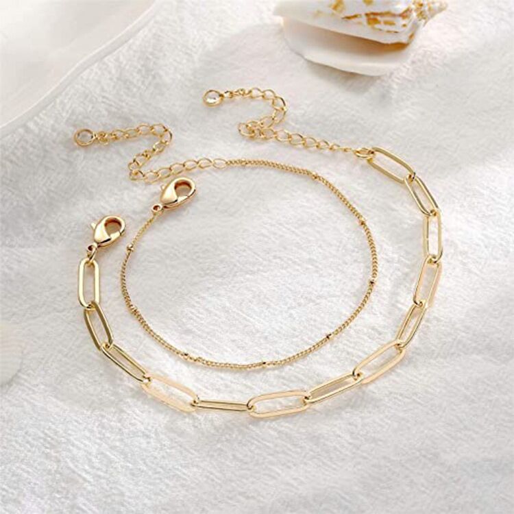 Cross-border best-selling simple double-layer rice bead paperclip bracelet and jewelry, simple and elegant ladies' bracelet, niche jewelry full figure