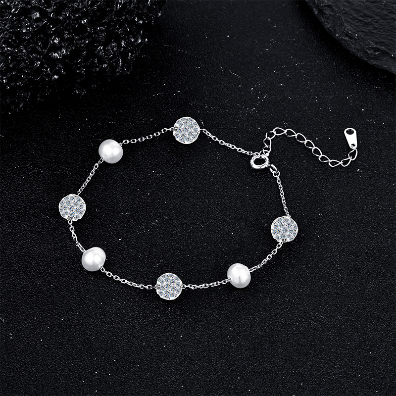S925通体纯银天然淡水珍珠优雅女款手链是手环气质首饰配饰饰品