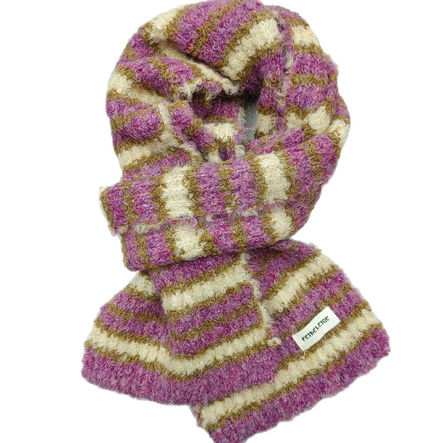 A faux lambskin striped scarf for women in a retro Korean style with contrasting colors, a soft and sticky couple's winter warmth thickened Instagram Item Picture