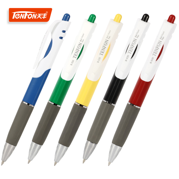 Tianfeng Triangular Advertising Ballpoint Pen, Office Ballpoint pen, Press Plastic Ballpoint pen, 12 pieces per box full figure