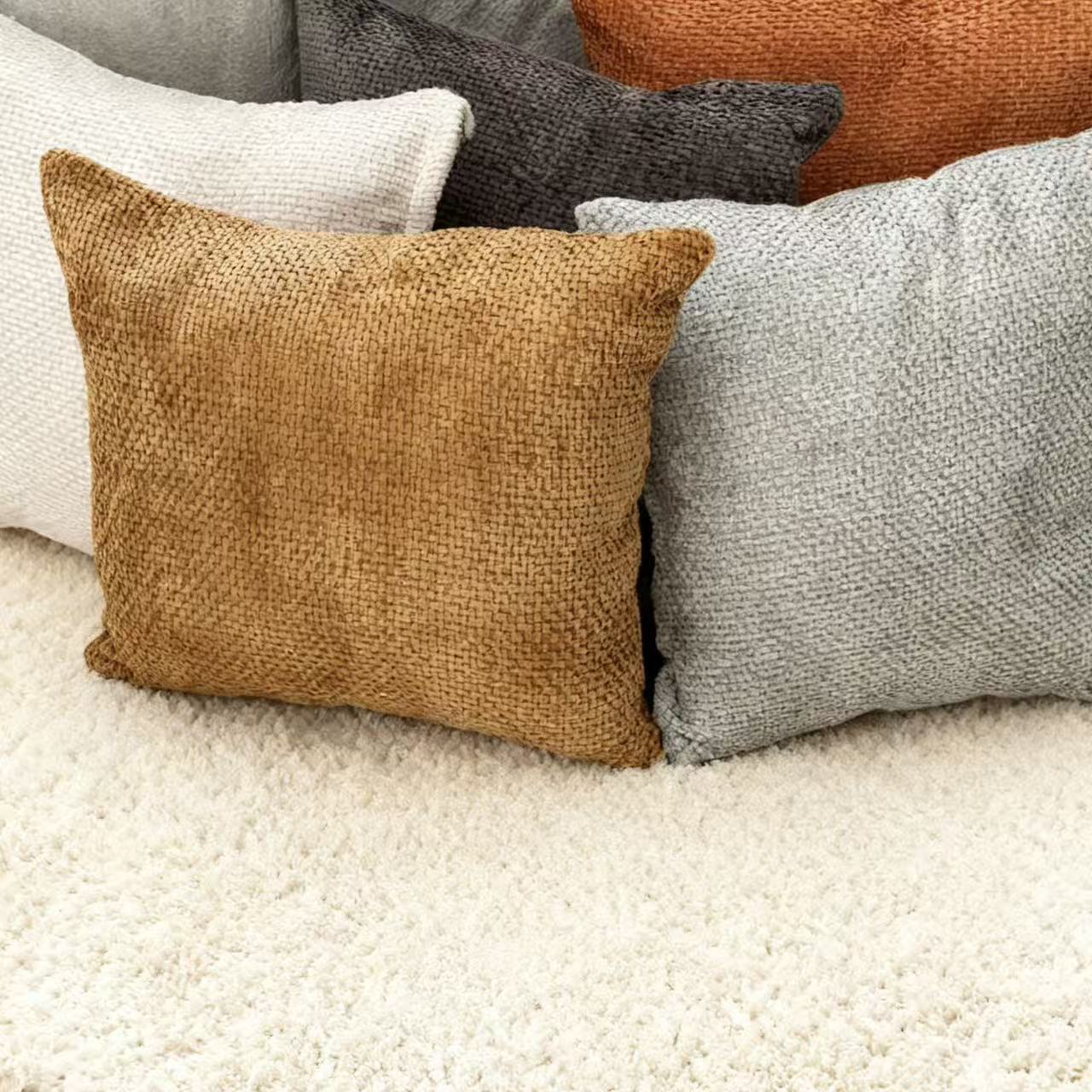 Cross-border Nordic solid color Chenille texture throw pillows, living room sofa cushions, bedroom headboard backrests, home soft furnishings Application Scenario