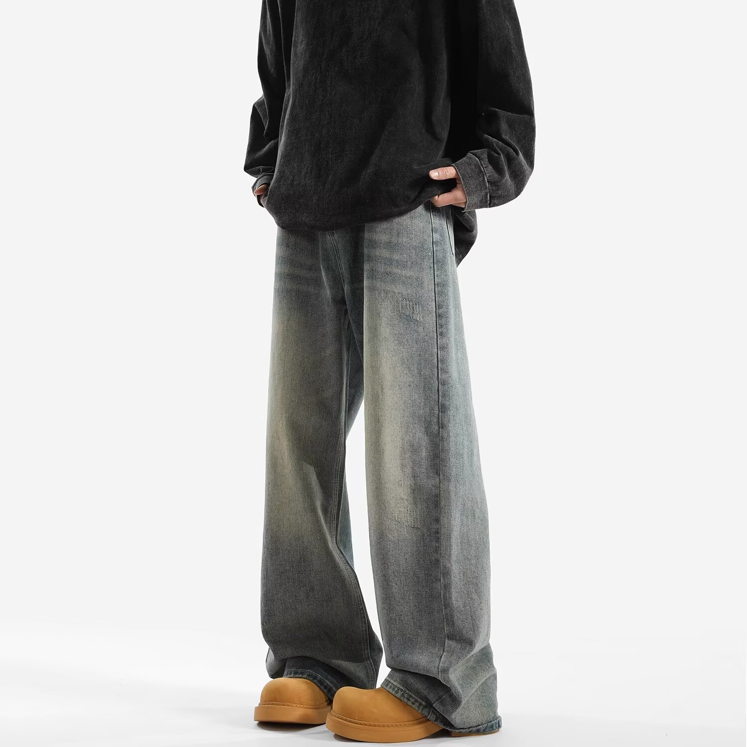 Spring and autumn washed American retro jeans, trendy men's spring trendy brand's heavyweight wide-leg pants, loose straight-leg trousers Application Scenario