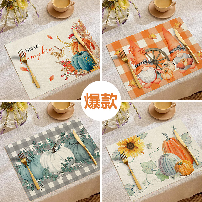 Autumn-themed papygrass placemats, Turkish napkins and table MATS, set of table decoration items full image