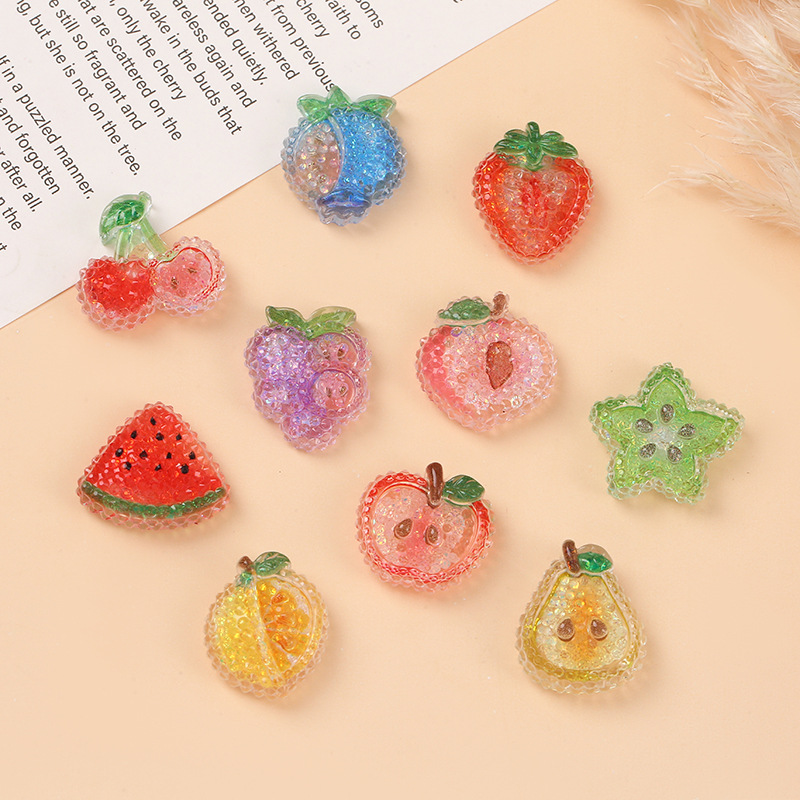 砂糖钻草莓葡萄西瓜水果树脂贴片闪亮饰品配件环氧树脂AB胶材料diy皮筋发夹