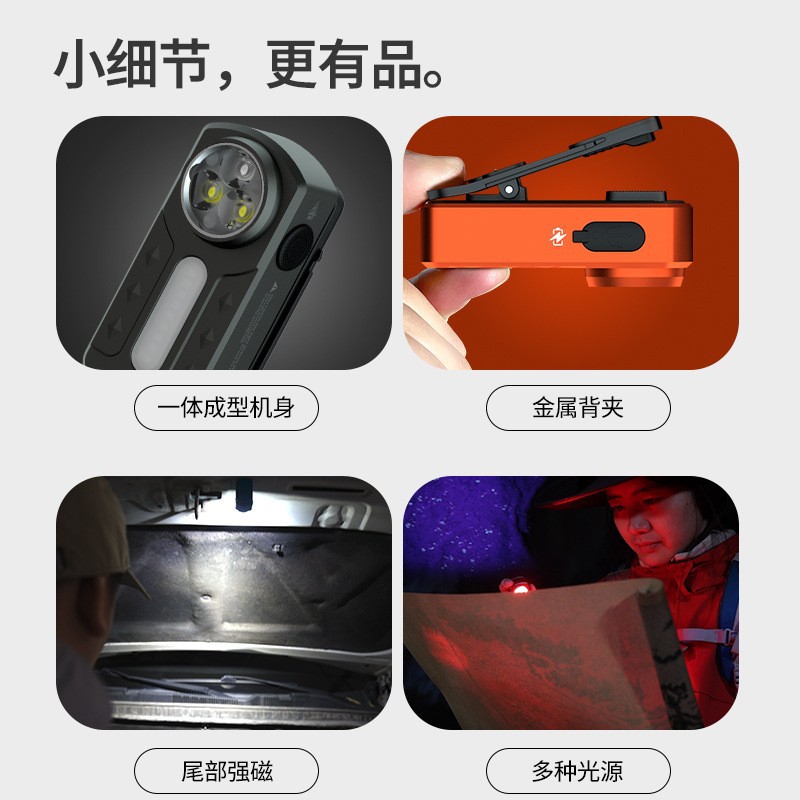 Cross-border EDC ultra-bright portable Type-C charging flashlight Headlamp with strong light mini magnetic multi-source red and blue warning Application Scenario
