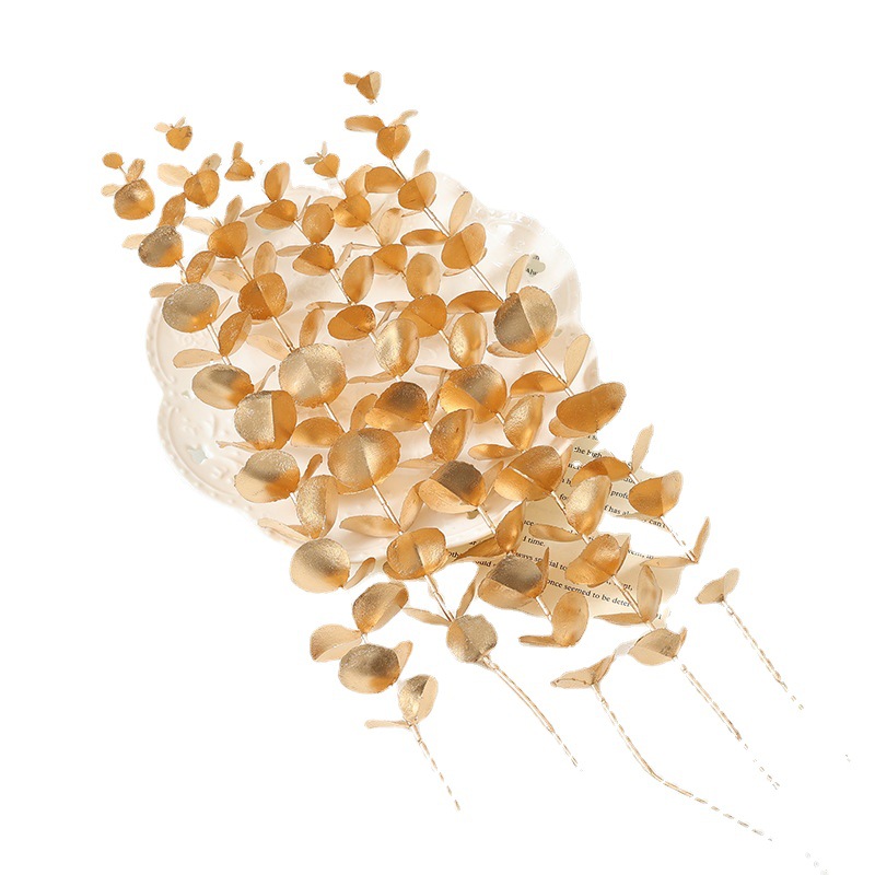Dove Simulation Single golden eucalyptus New Year flower bonsai materials wholesale project home decoration flowers Item Picture
