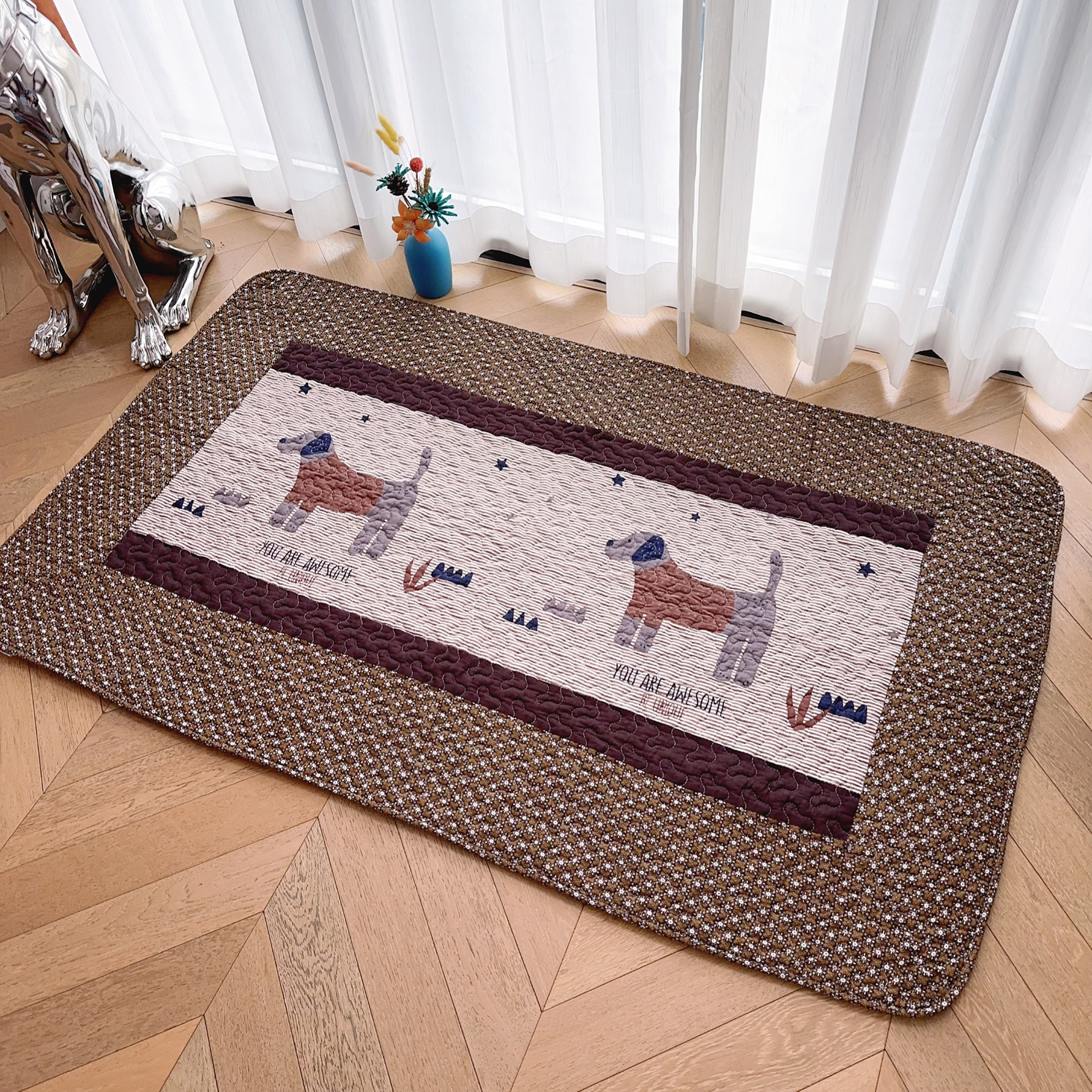 Cartoon cotton bay window mat, sofa mat, window sill mat, crawling floor mat, quilted anti-slip mat, animal pattern tatami details Picture