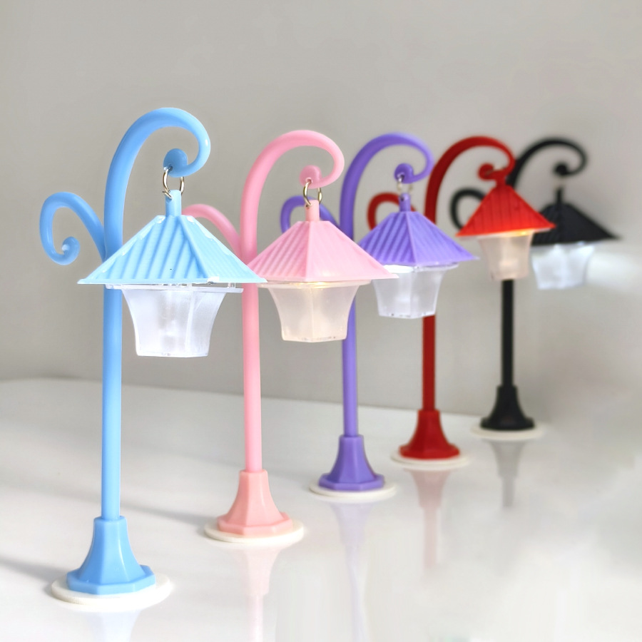 迷你可爱欧式田园风小路灯儿童手工DIY发光玩具微景观装饰小夜灯