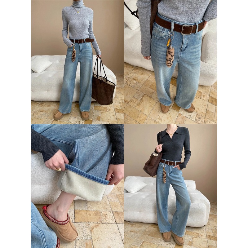 牛仔裤/带钻牛仔裤/牛仔裤阔腿/库存/牛仔短裤女产品图