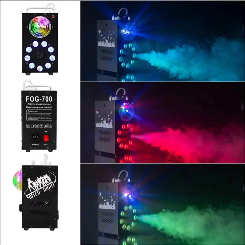 Factory direct sales 700WLED remote control magic ball full-color stage smoke machine, stage special effects, wedding party, bar, nightclub atmosphere rendering, Halloween, Christmas festival event atmosphere creation details Picture