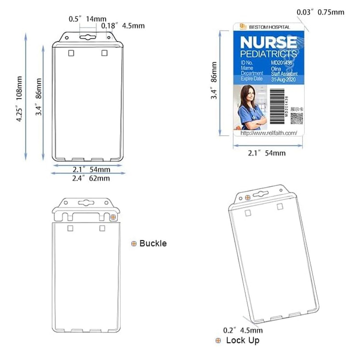 Jinwang Stationery Transparent ABS insertable card holder for business high-end hard-shell sealed work ID card holder protection details Picture
