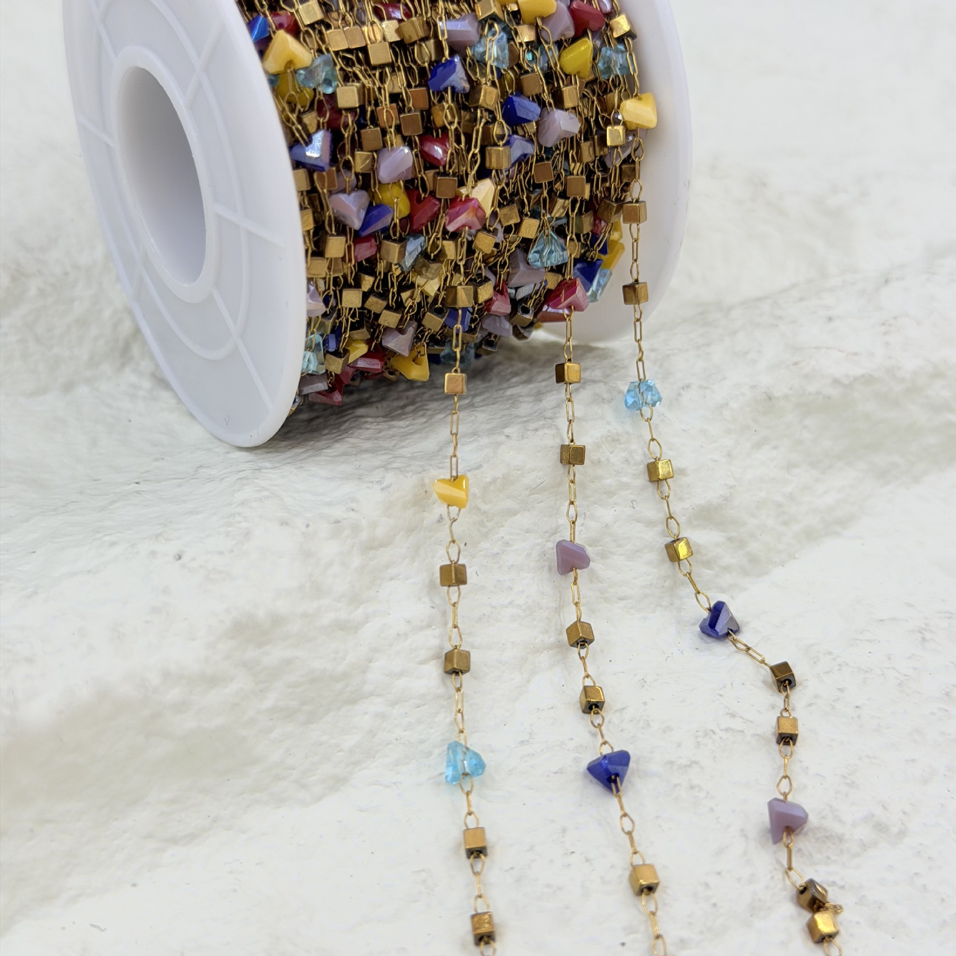 Cross-border new mixed-color triangular crystal square chain DIY handmade necklace bracelet semi-finished product manufacturer wholesale