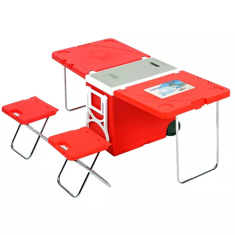 Portable outdoor folding table and chair set, casual camping picnic stool, portable multi-functional leisure products details Picture