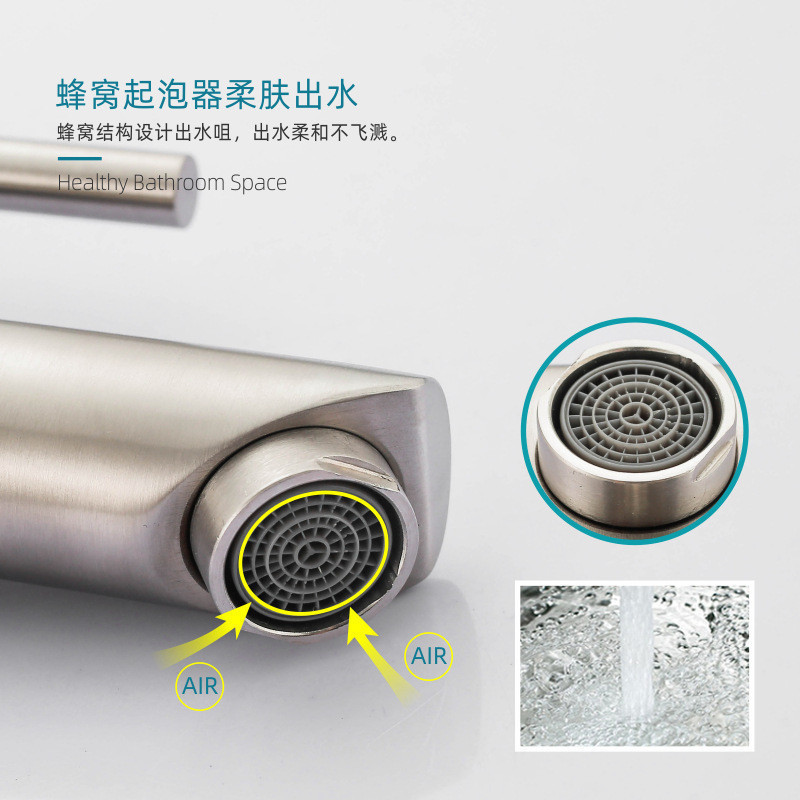 批发不锈钢面盆水龙头欧式烤漆洗手盆浴室柜冷热水暖卫浴面盆龙头产品图