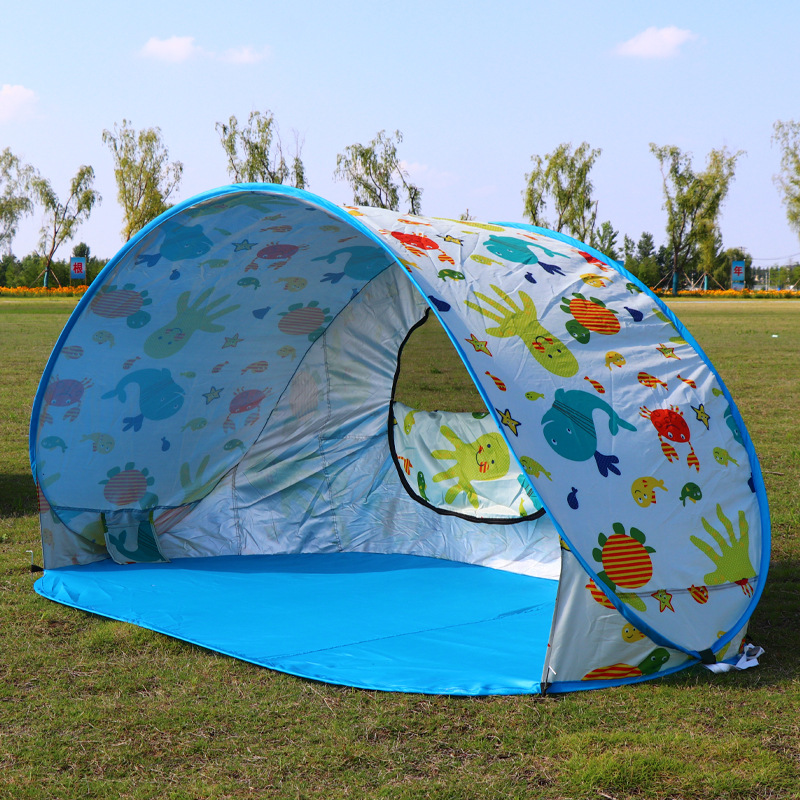 Popular outdoor camping folding portable spring outing, summer sun protection, thickened children's beach and seaside game house Specification image