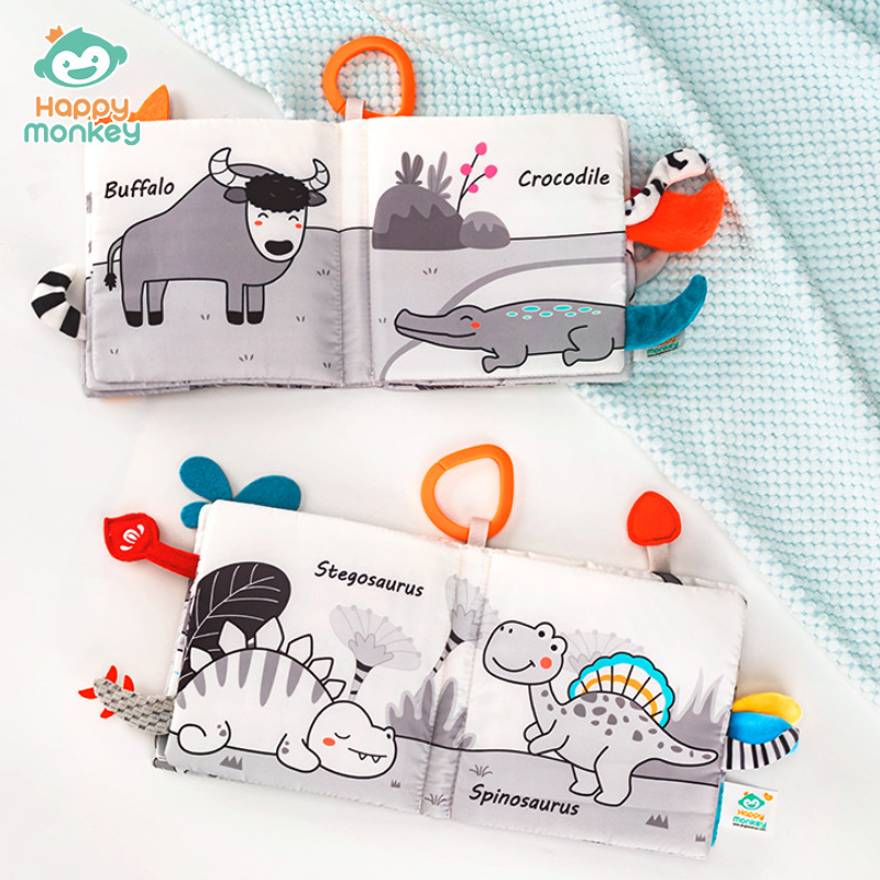Happymonkey 3D Tail Cloth Book is a tear-resistant baby visual grasping perception training toy with teething rings Application Scenario