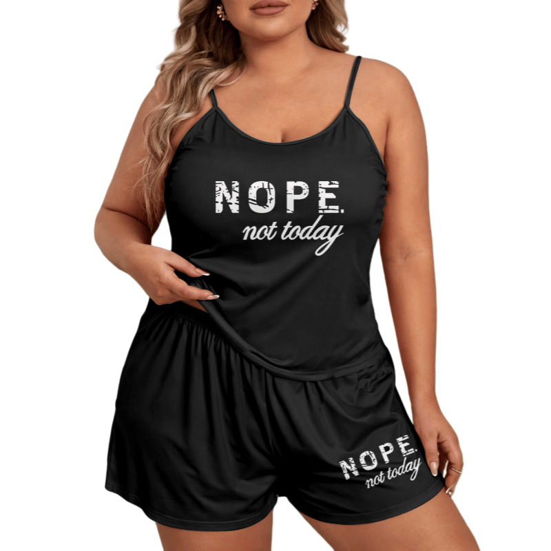Cross-border bestseller pajama women's set, large-sized letter-printed halter shorts, loose, suitable for women to wear as outerwear Item Picture