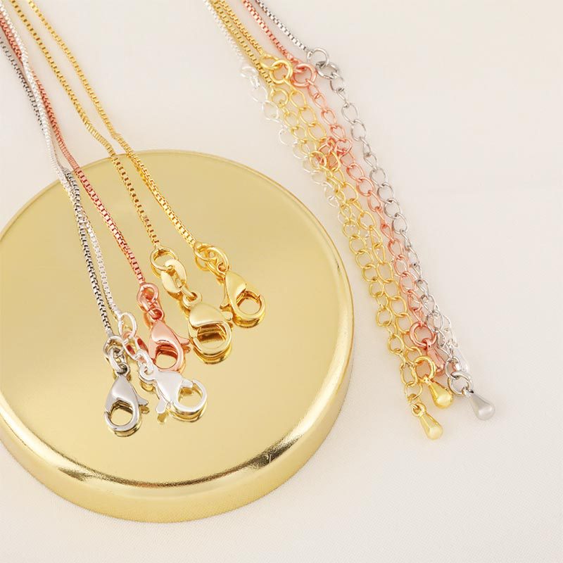 Honglu 18k gold-plated copper color-preserving 0-character necklace with water drop extension chain, total length 50 cm diy thin chain Specification image