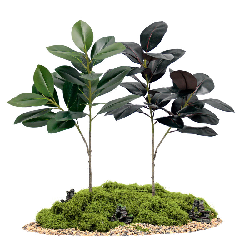 Wholesale of Nordic simulation green plants, rubber trees, black diamond, indoor floor-standing ornaments for living rooms, and plastic broad-leaved shrub decorations Item Picture