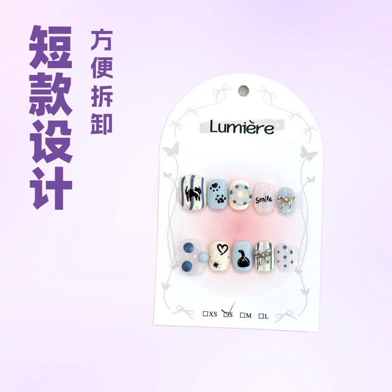 穿戴甲法式白边简约风指甲贴穿戴式假指甲成品穿戴美甲片批发