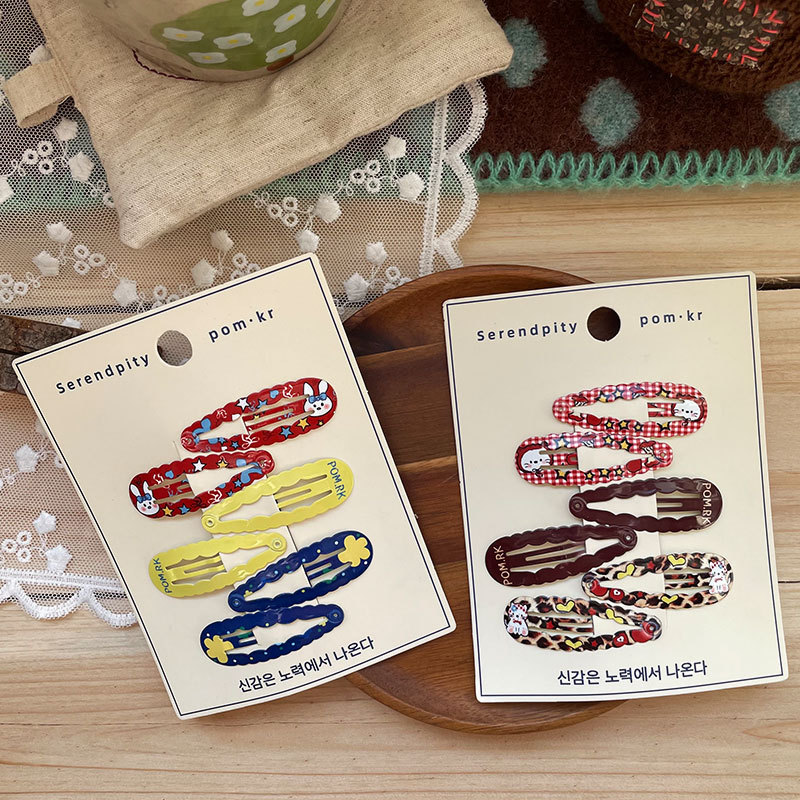 pom.kr's new Korean-style printed bb clip, cute children's side bangs clip, bye-bye clip, and girl's hair accessory Specification image