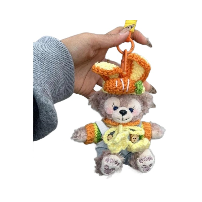 雪莉玫玫达菲小熊miu系包包挂件公仔书包配饰钥匙扣女生节日礼物白底实物图