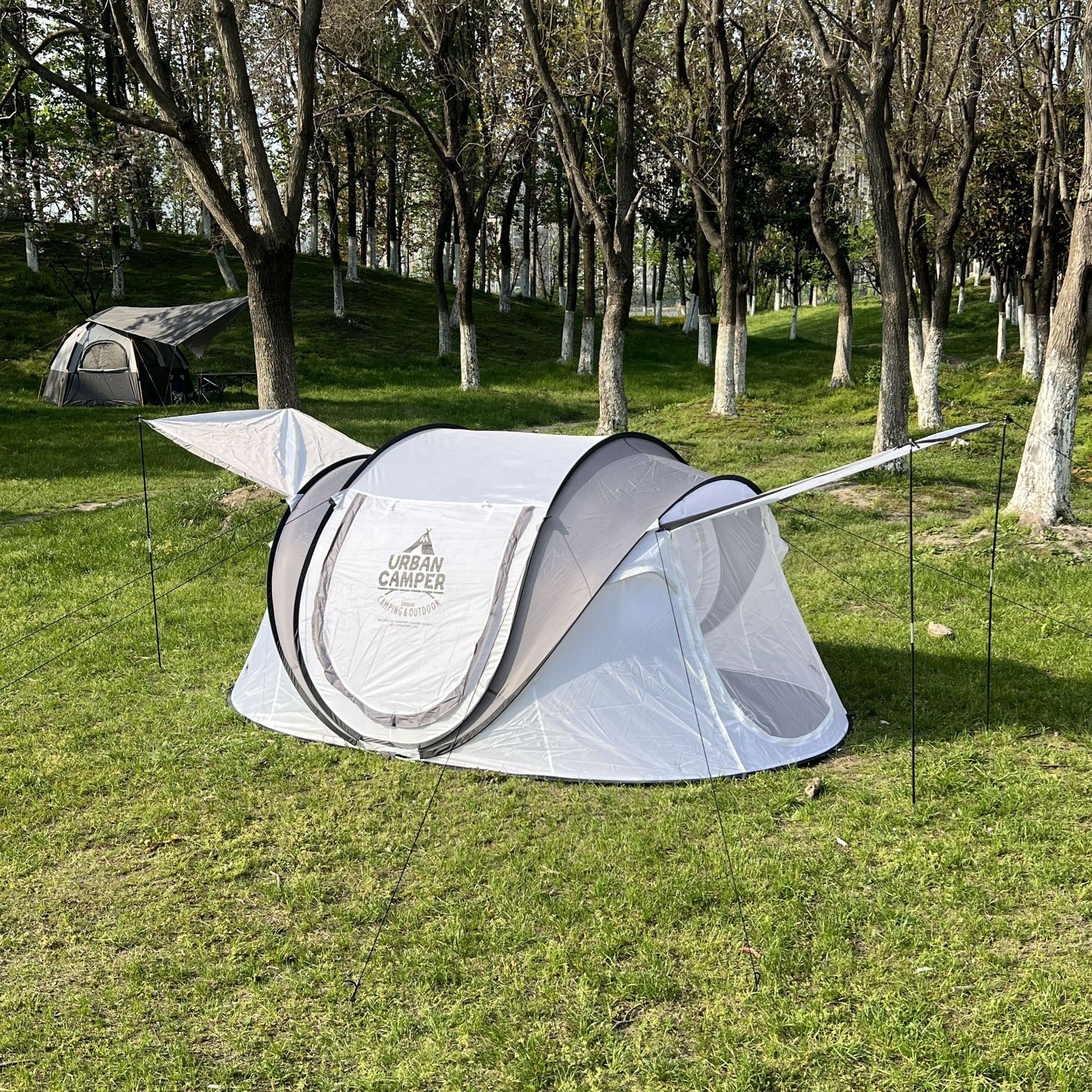 3-5人户外自动免搭建速开抛帐防雨防风野营露营船型帐篷轻便速开细节图