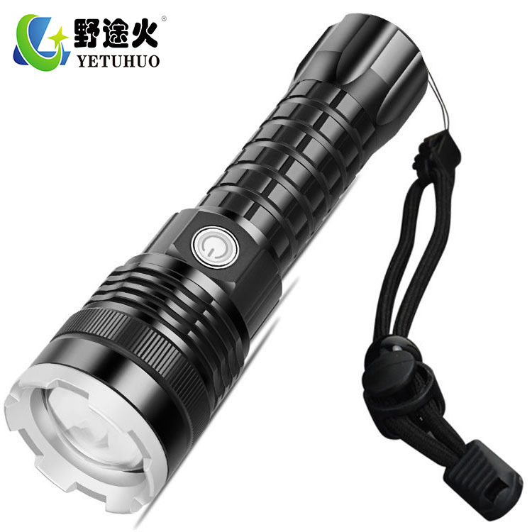 P50led Outdoor Hiking Usb Rechargeable Flashlight, Long-Range Zoom Aluminum Alloy High-Power Intense Light Flashlight details Picture