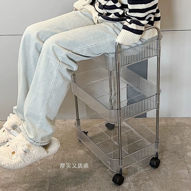 Promotional transparent acrylic cosmetics, bedside bookshelf, living room storage box, bathroom mobile Amazon factory direct sales Specification image