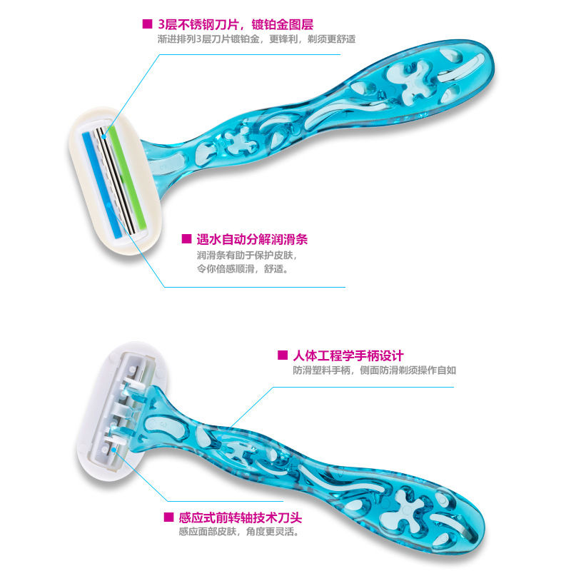 Manual hair removal knife Pearl Max Shaving knife, ladies' lubrication strip, three-layer blade head, full-body hair removal scraper Application Scenario