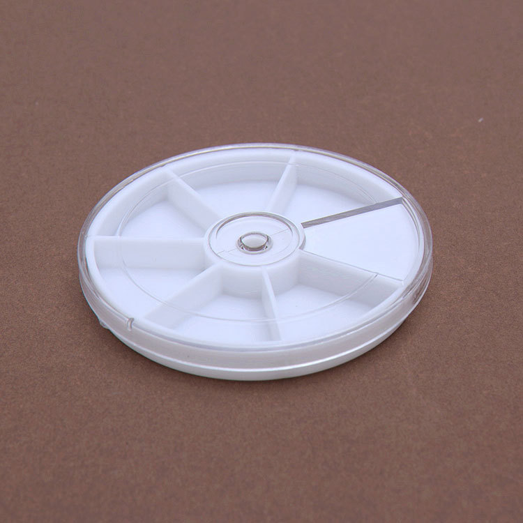 厂家现货新款注塑PS材质转6格透明塑料盒圆形纽扣串珠收纳盒批发