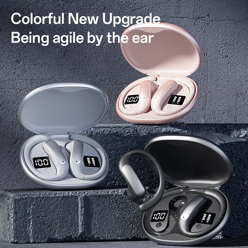 The new AI smart cross-border model M134 ear-hanging OWS non-in-ear open Bluetooth headphones with dual digital display private mold