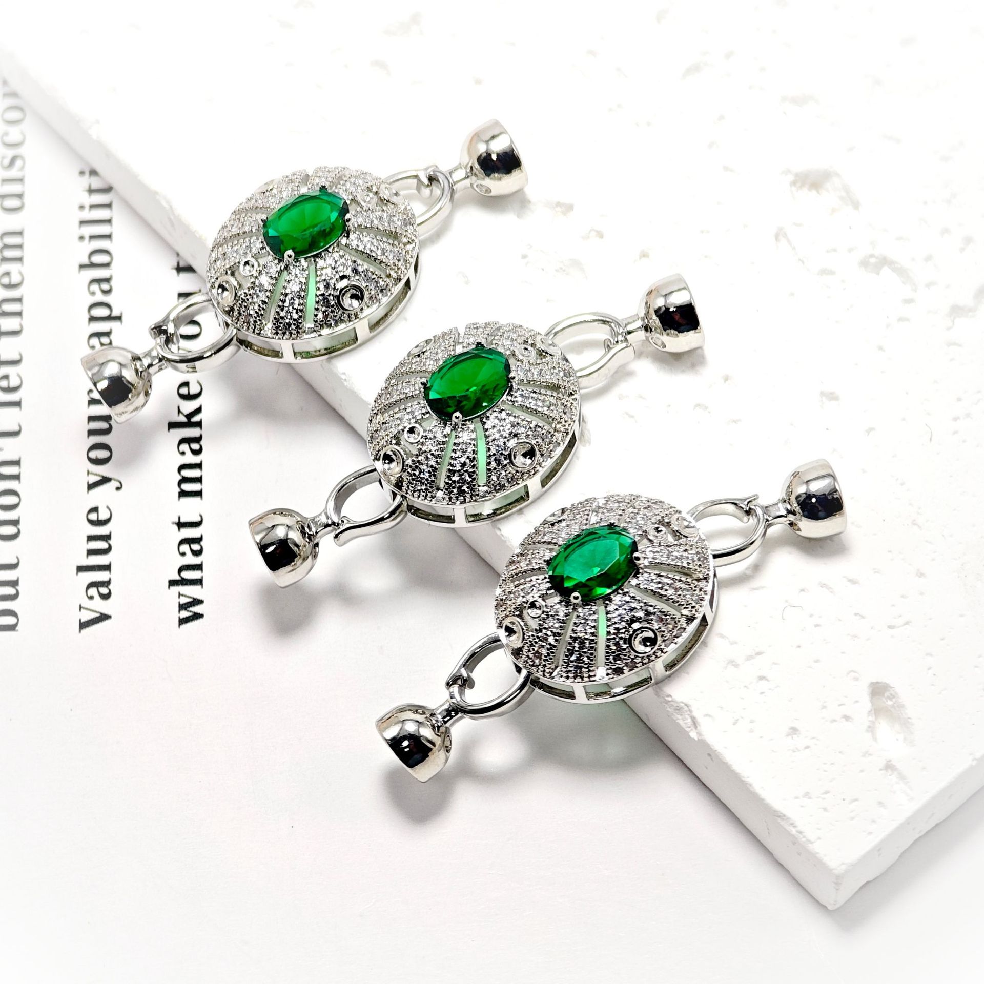 diy jewelry accessories: 18k gold-inlaid micro-inlaid zircon handcrafted bracelet, necklace, connecting buckle, ending buckle, creative Specification image