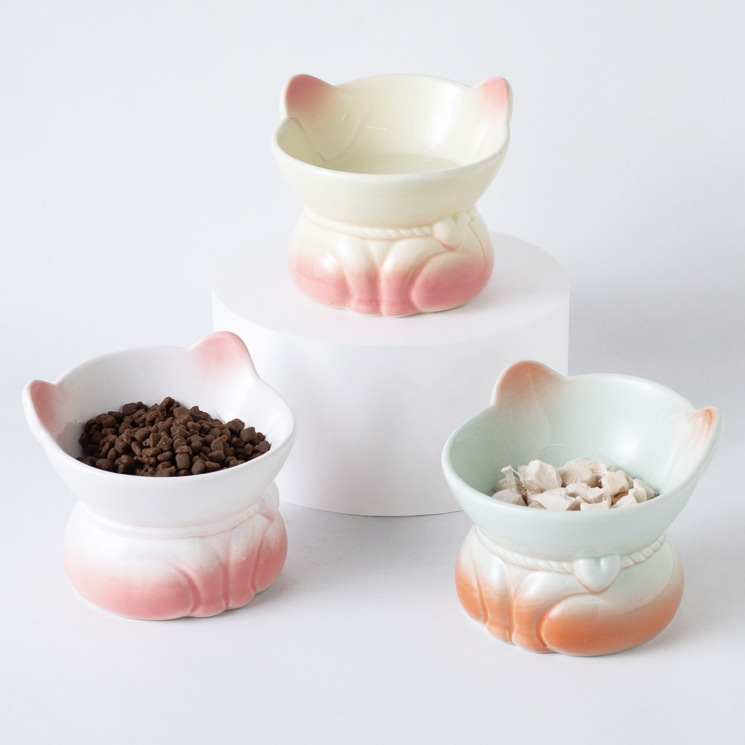 Cat-shaped ceramic bowl, plain bowl, large glass ceramic soup bowl, pet cat tableware, household kitchenware