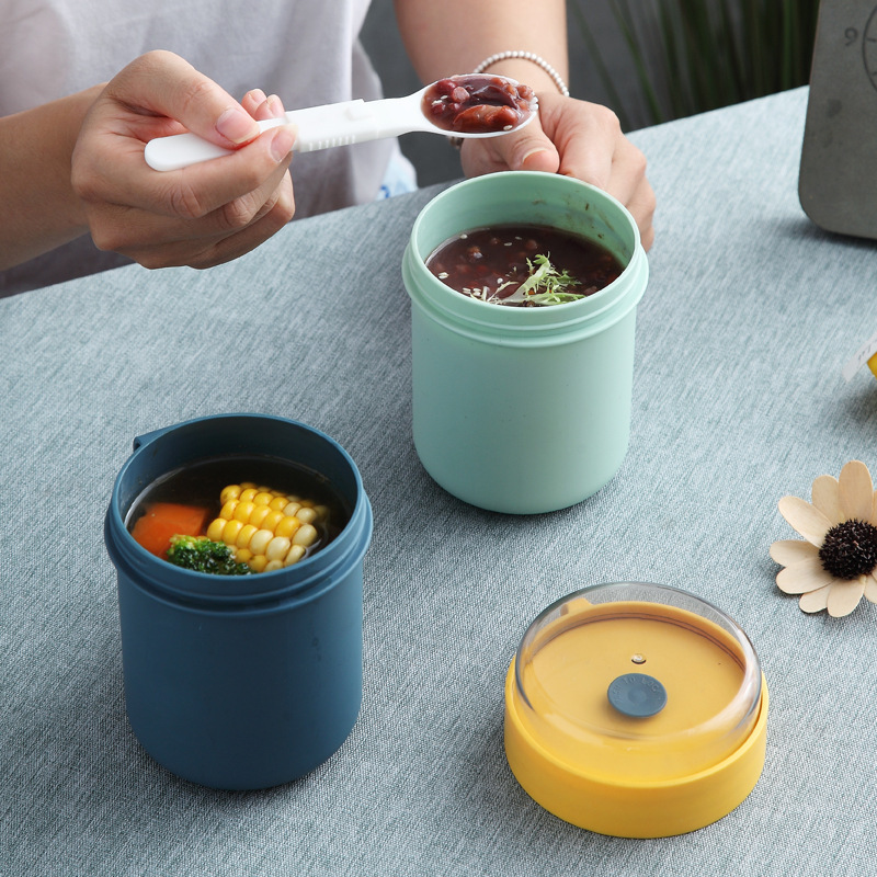 304 stainless steel student soup cups, summer breakfast milk cups with tableware, portable sealed portable cups, gift wholesale details Picture