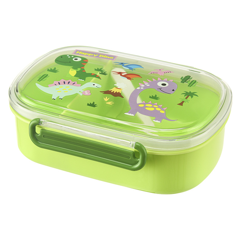 Cartoon little dinosaur compartments bento box, Korean-style food storage box, sealed takeout fruit box, lunch box, portable Item Picture