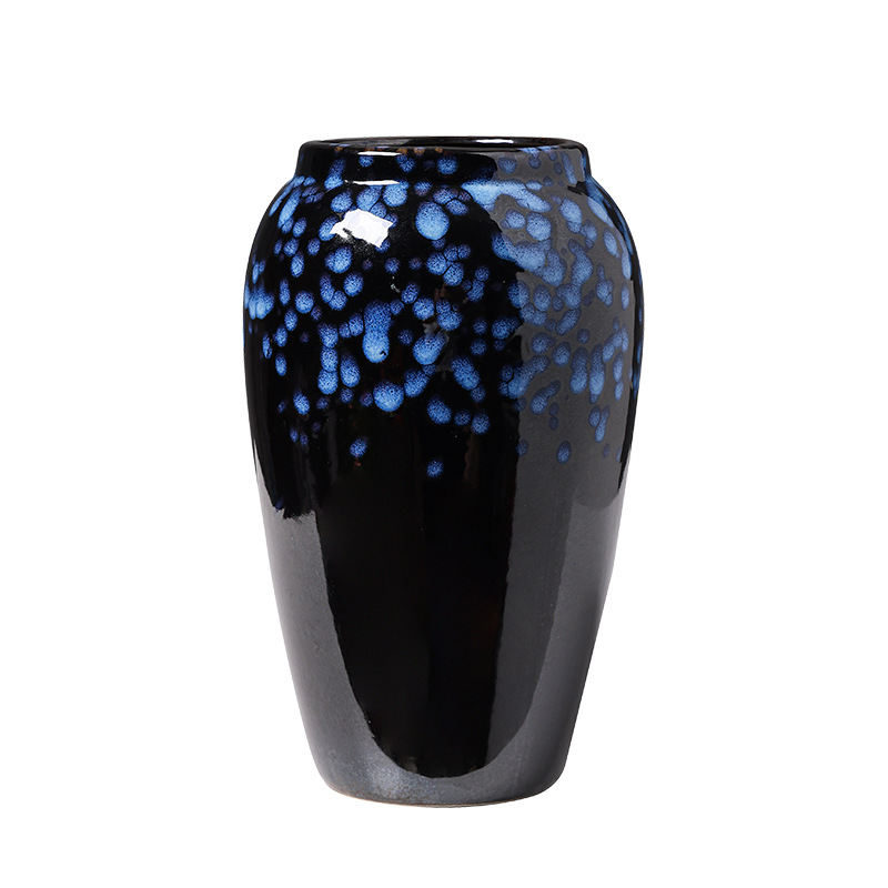 2025 Chinese-style high-end retro ceramic vase, hotel, home, living room, entrance hall flower arrangement decoration piece, hole-free hydroponic flower vase Item Picture