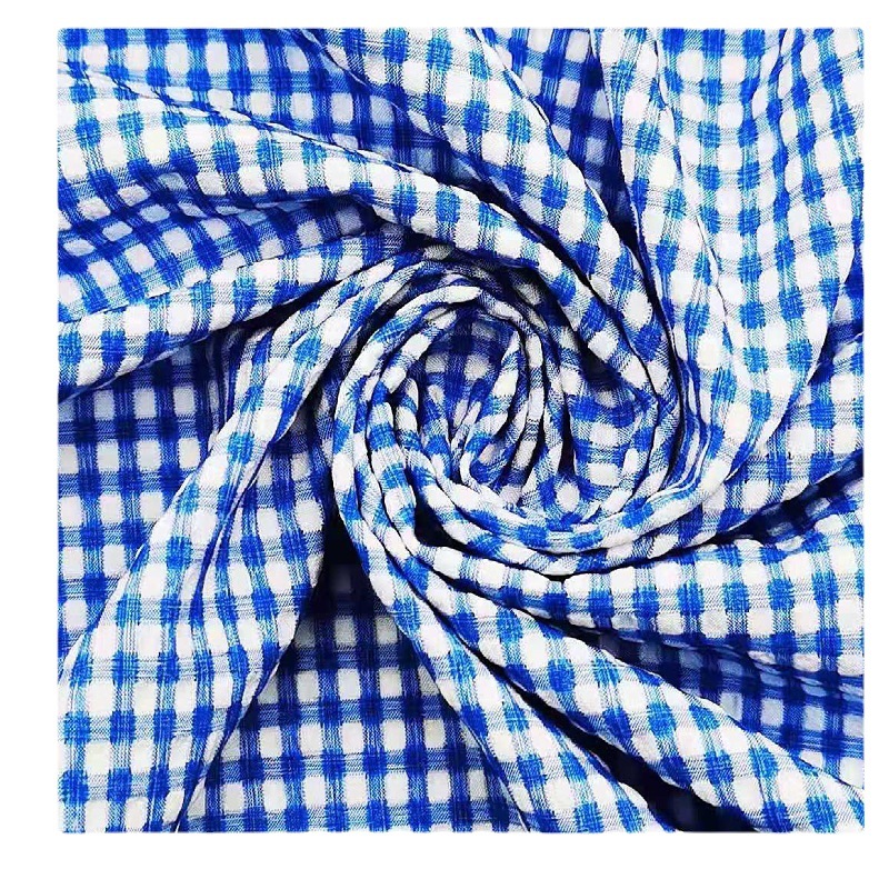 双色烂孔泡泡雪梨纺T400布料透气柔软舒适新款面料白底实物图