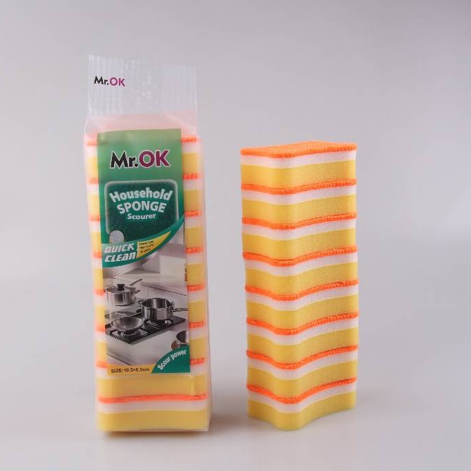 Mr.OK factory direct supply sponge scouring pads, double-sided cleaning sponges, kitchen cleaning sponges, dishwashing sponges, pot scrubbing sponges