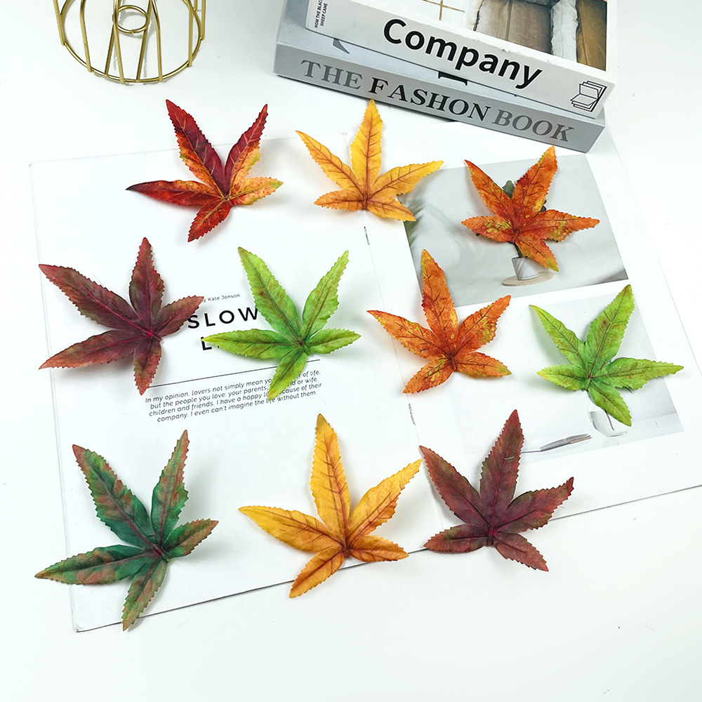 仿真3d打印鸡爪枫叶 diy手工装饰布艺叶片假花跨境绿植树叶配饰品