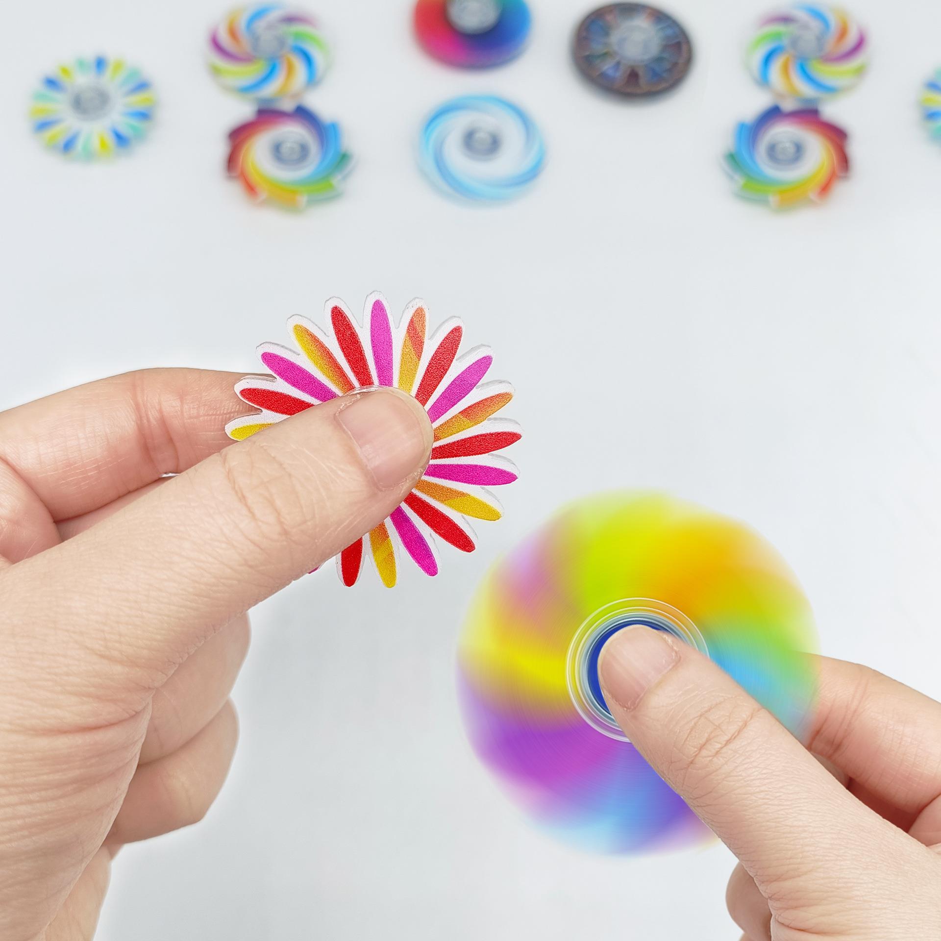 Creative colored gyroscope acrylic, dazzling fingertip gyroscope, rotating gyroscope, cool, new and unique children's stress-relieving toy Specification image