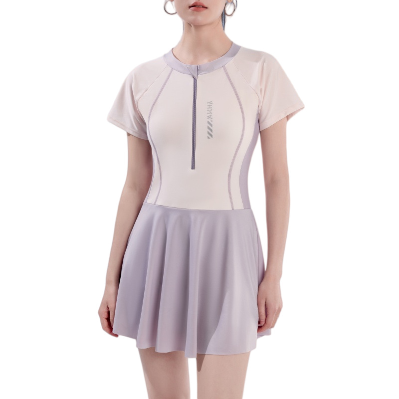 2026 nuevo estilo deportivo viento traje de baño mujeres conservador una pieza traje de baño máscara slim spa piscina piscina estilo de falda bañador Item Picture